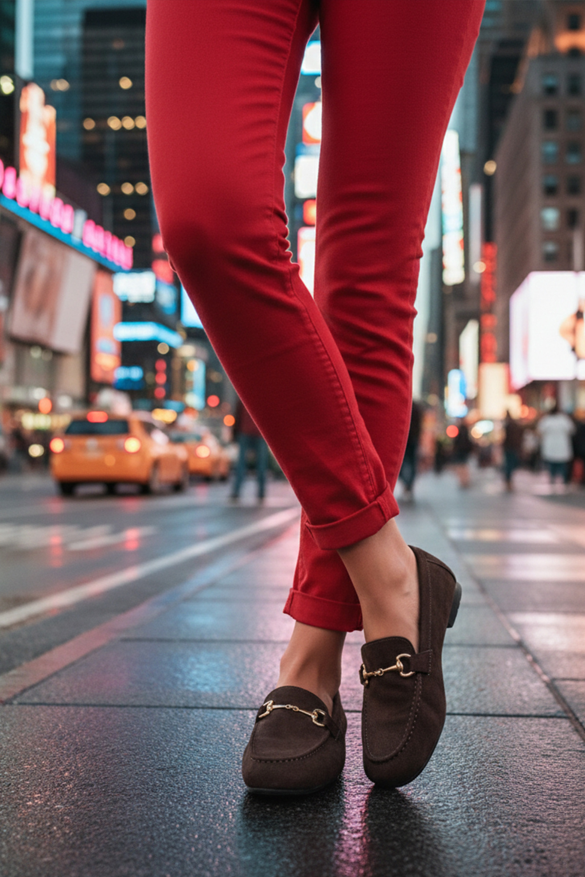 LUXEON Kadın Kahve Günlük İthal Süet Tokalı Loafer Casual Ortopedik Hafif Esnek Rahat Şık Kadın Ayakkabı görsel 5