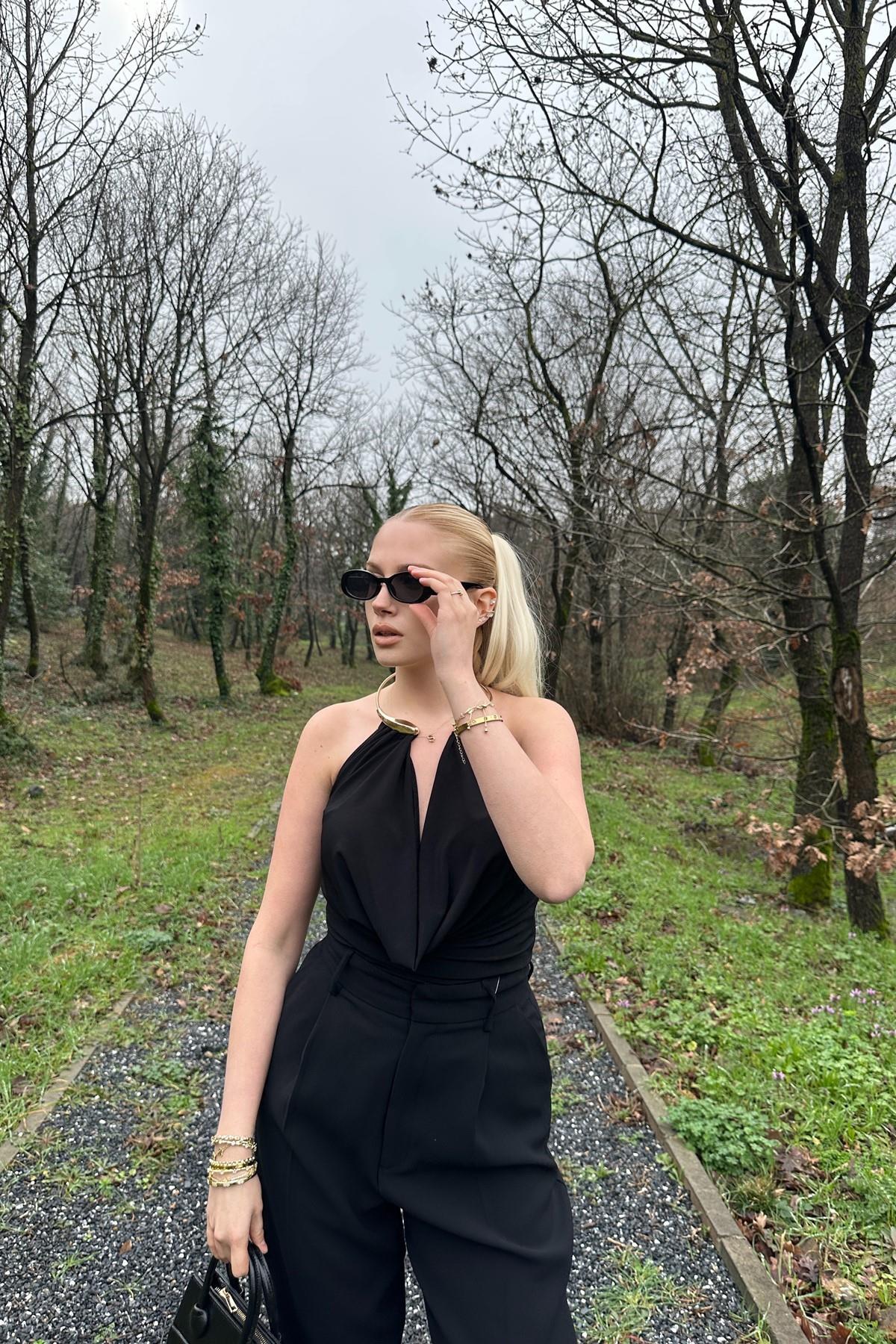 lizge giyim  AKSESUAR DETAYLI DGJ YAKA BLUZ - Görsel 4