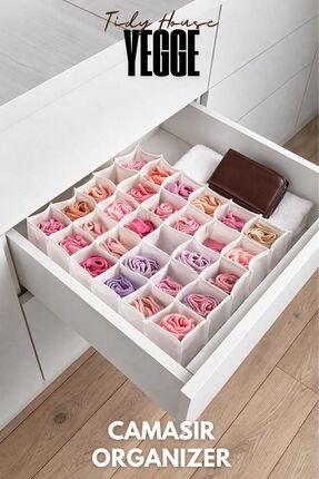 YEGGE 30 Gözlü Petek Organizer , Çamaşır ve Çorap Düzenleyici , Şal ve Tülben...