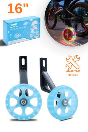 Mach 16 Jant Bisiklet Uyumlu Işıklı Yan Destek Tekerleği, Yardımcı Tekerlek Seti