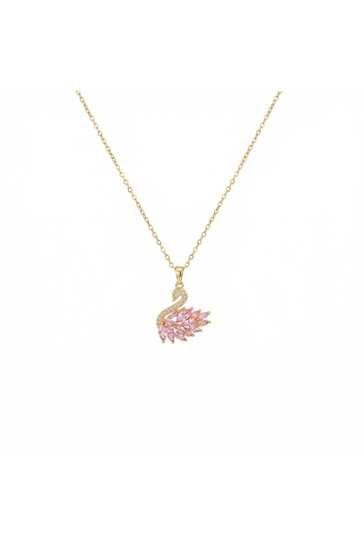 AccessoriesCınCık  316L Kararmaz Çelik Gold Renk Kuğu Model Kadın Kolye - Görsel 5