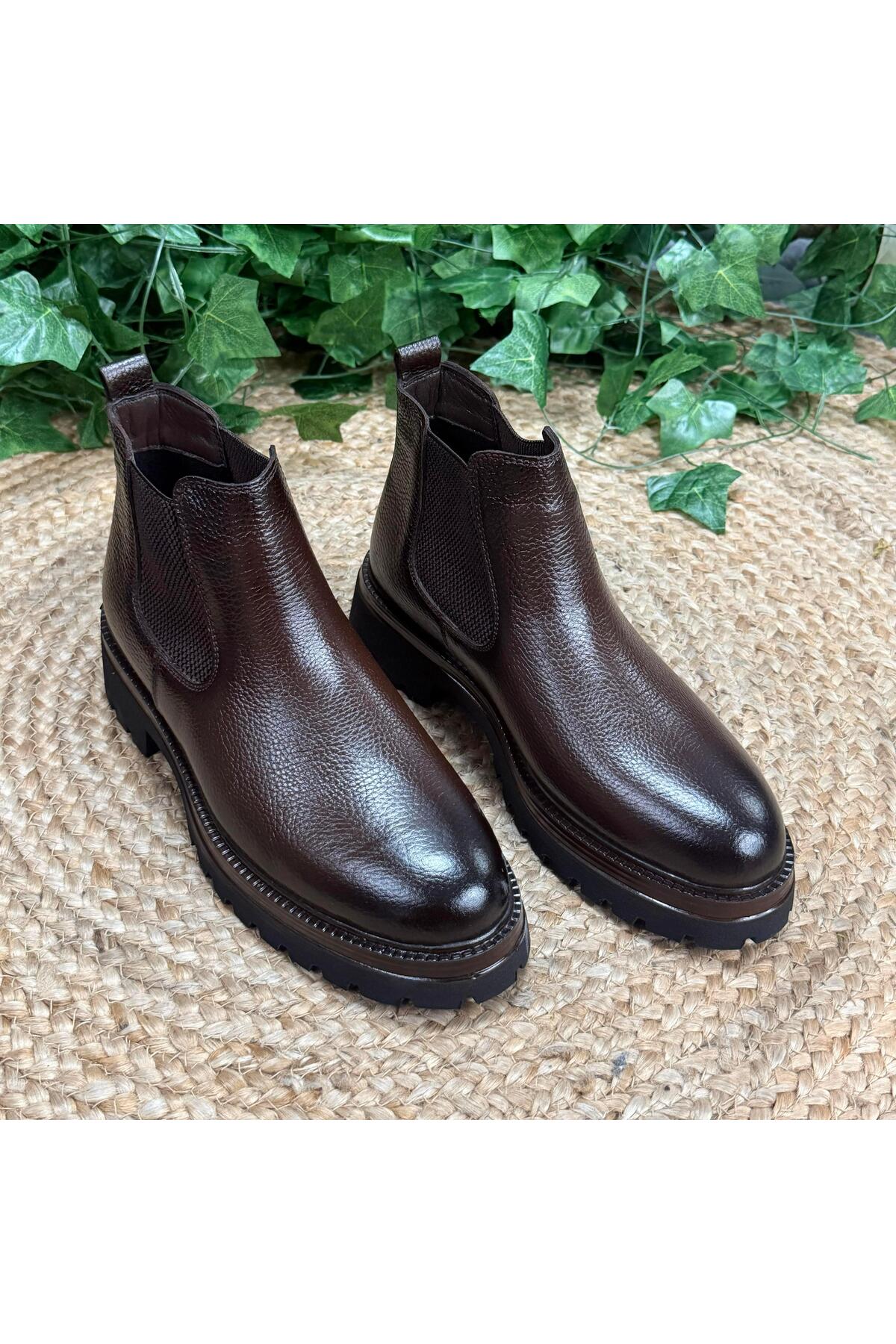 MEY  İÇ DIŞ HAKİKİ DERİ KAHVERENGİ CHELSEA BOT M4605 - Görsel 4