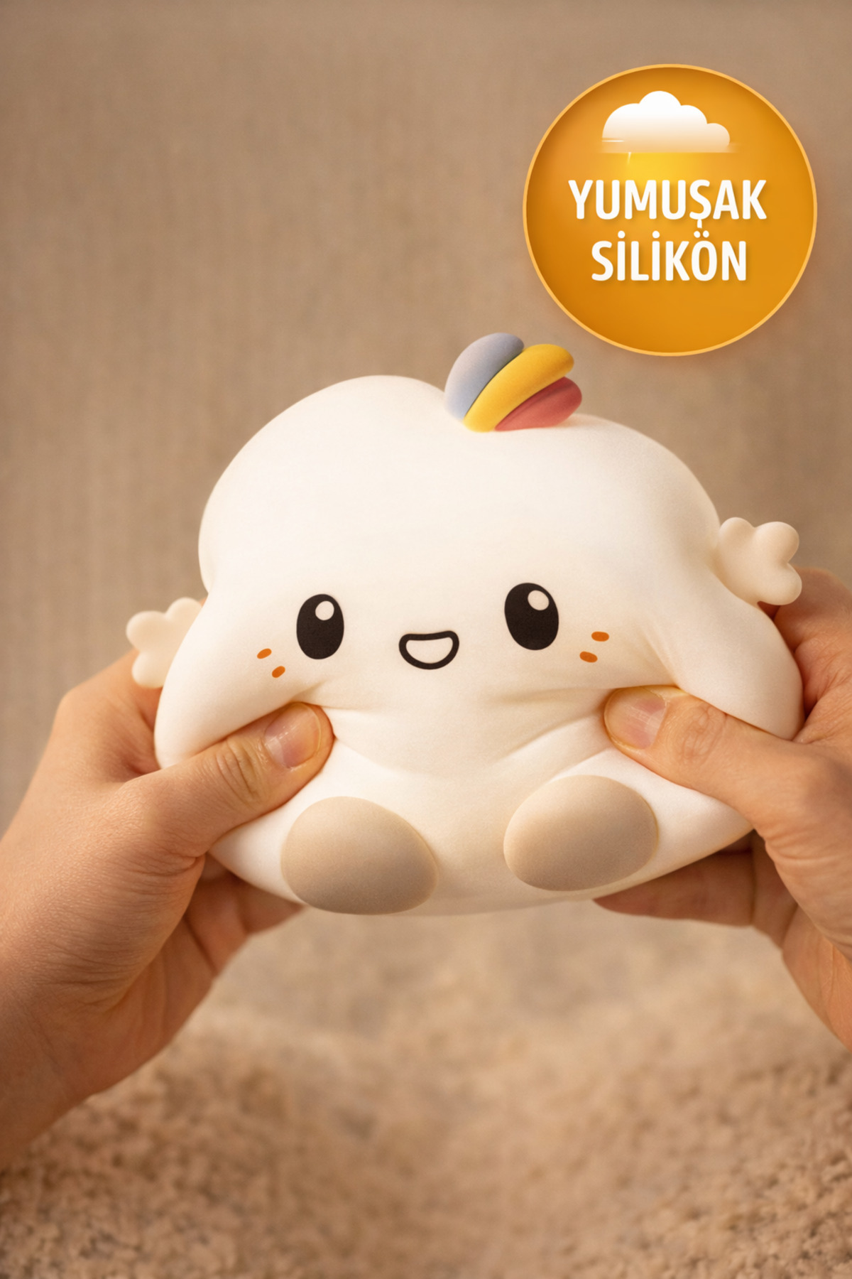 TOYFEST Dokunmatik RGB Sevimli Bulut Gece Lambası Bebek Çocuk Odası Uyku Işığı Silikon LED fotoğrafı 3 (önizleme)