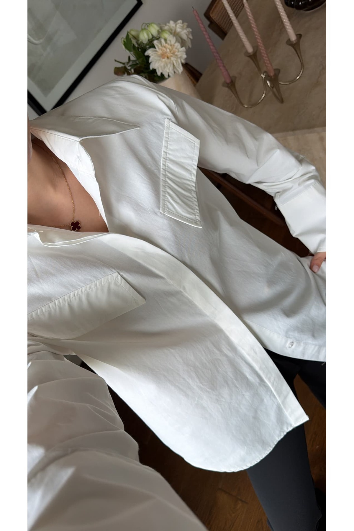 sinemkivanc co  OMUZU VATKALI DÜĞMELİ GÖMLEK - Görsel 2