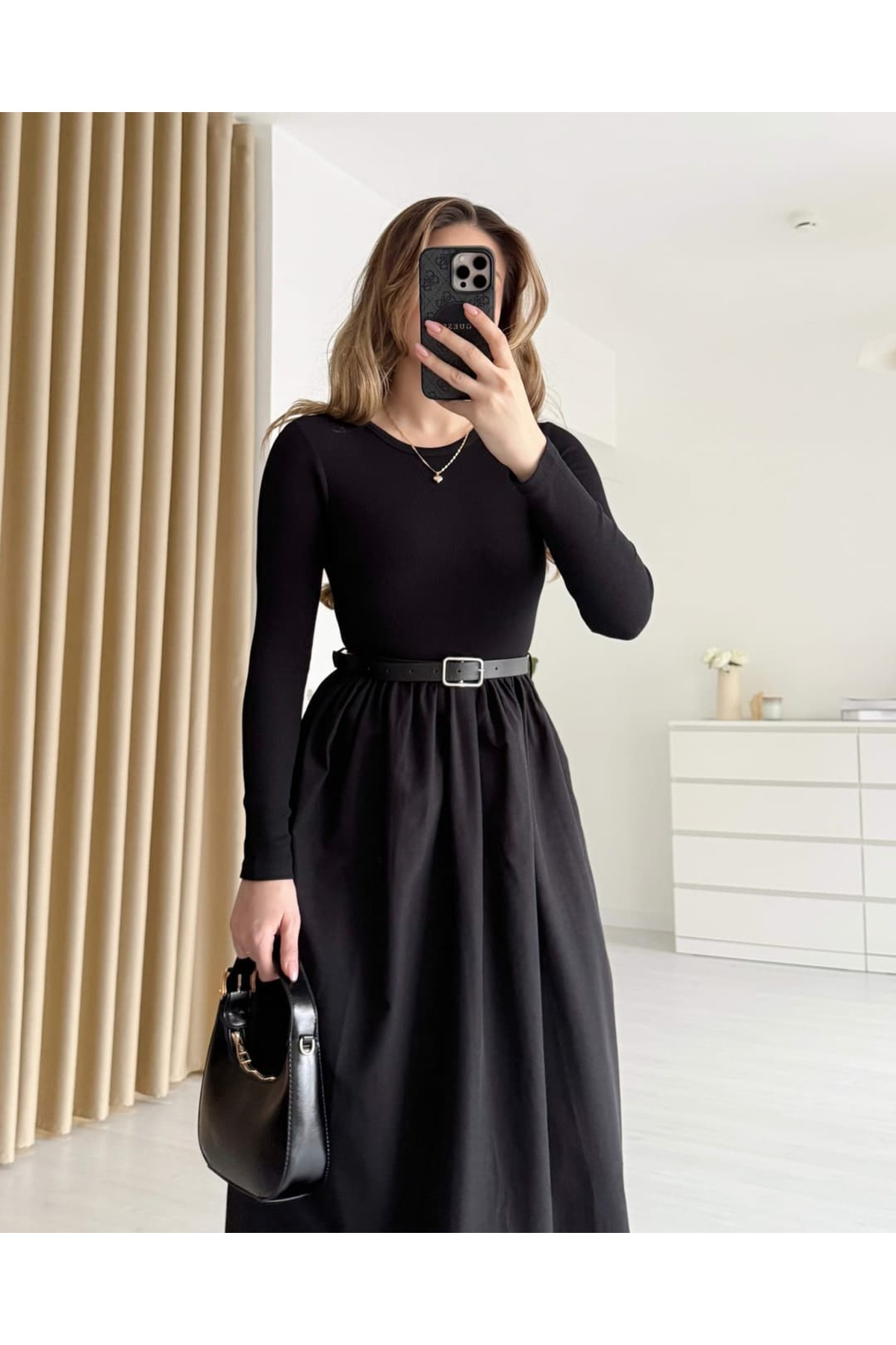 tiamoda  Eteği Poplin Kemerli Elbise - Görsel 3