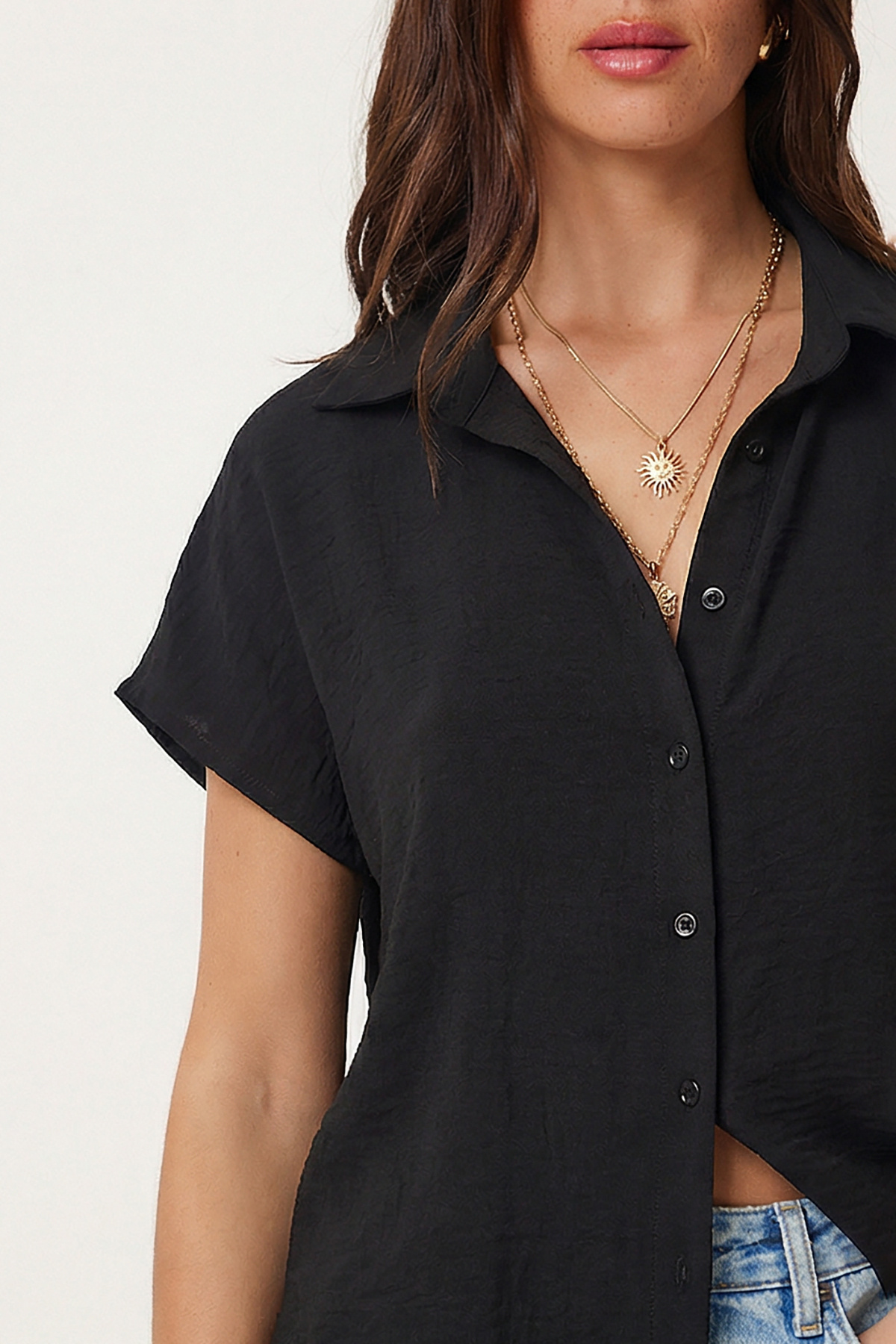 Lovelyİstanbul  Kısa Kollu Ayrobin Gömlek LRN0007 SİYAH - Görsel 3
