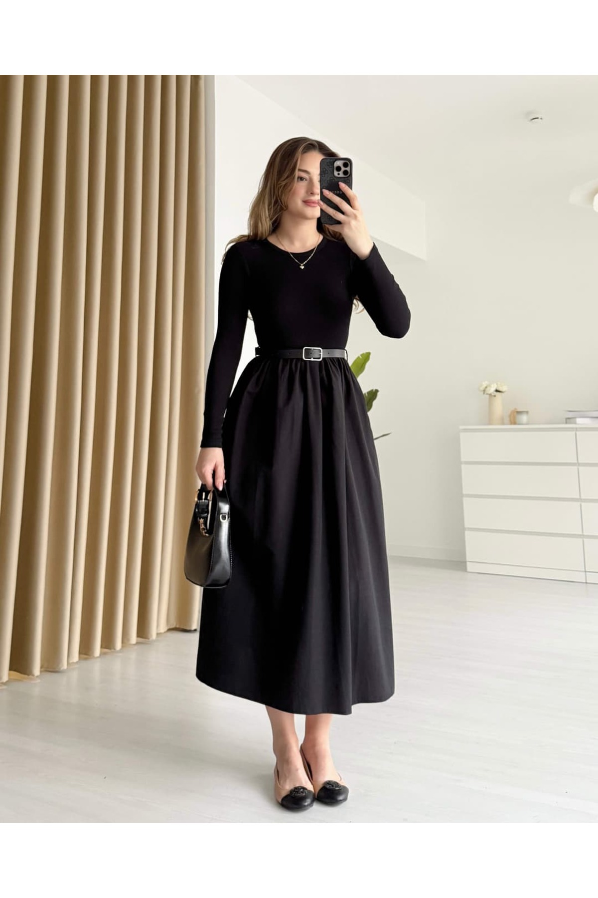 tiamoda  Eteği Poplin Kemerli Elbise