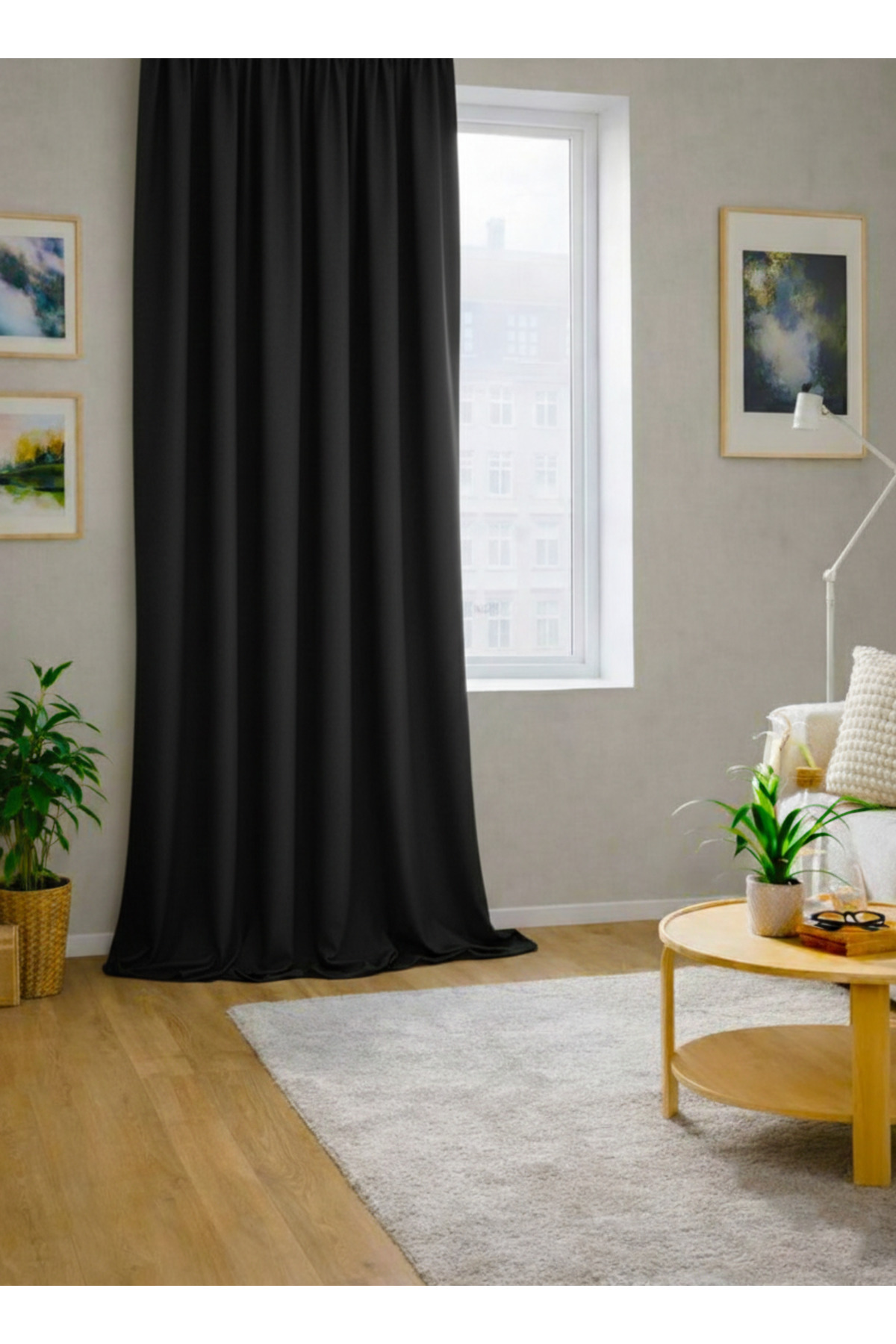 Black Honeycomb Velvet Textured Exofort Shirred Background Curtain Single Wing