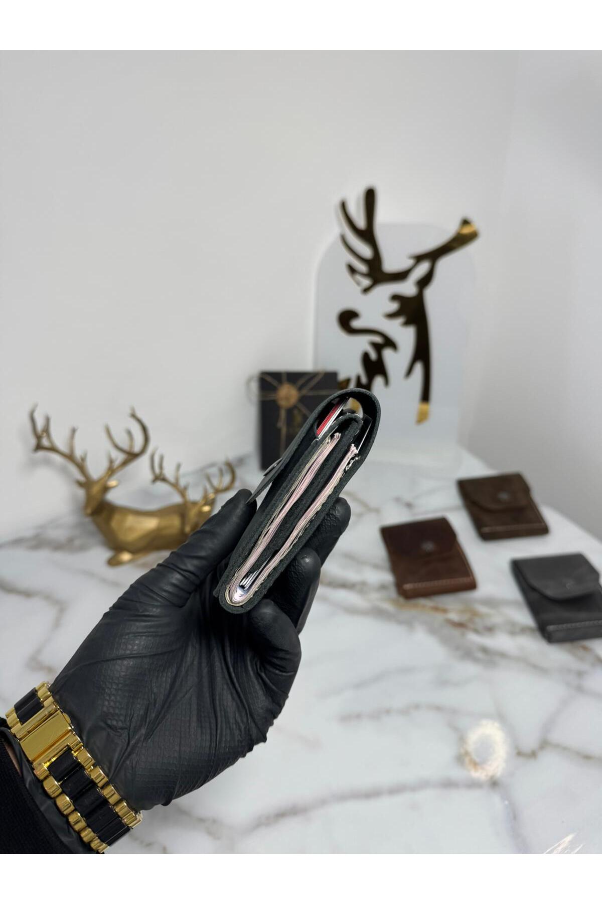 SANAT  %100 Hakiki Crazy Deri El yapımı Minimalist Cüzdan - Crazy Deri Şık Kaliteli Triod Kartlık Cüzdan - Görsel 6