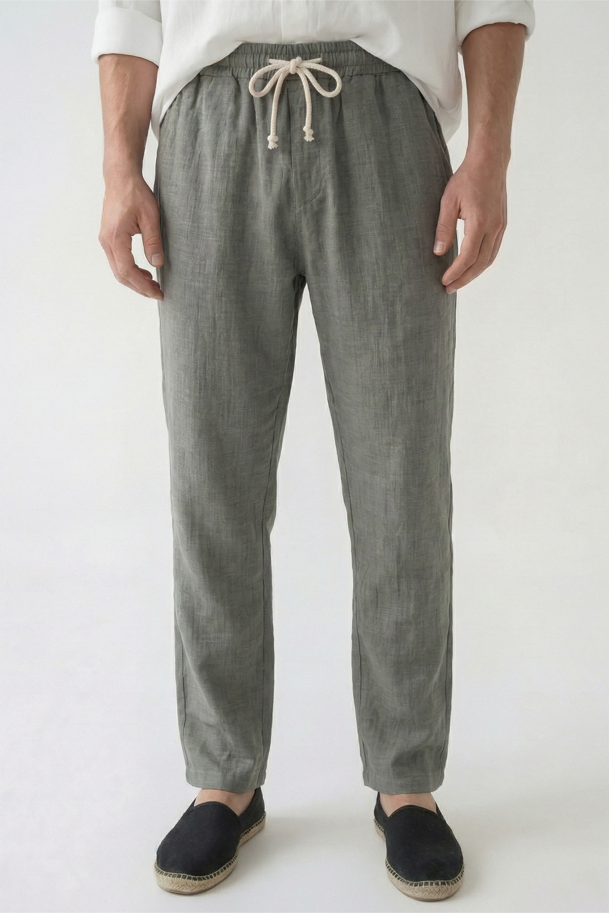Men's Palazzo Pants Smoked Wide Leg High Waist with Back Pockets