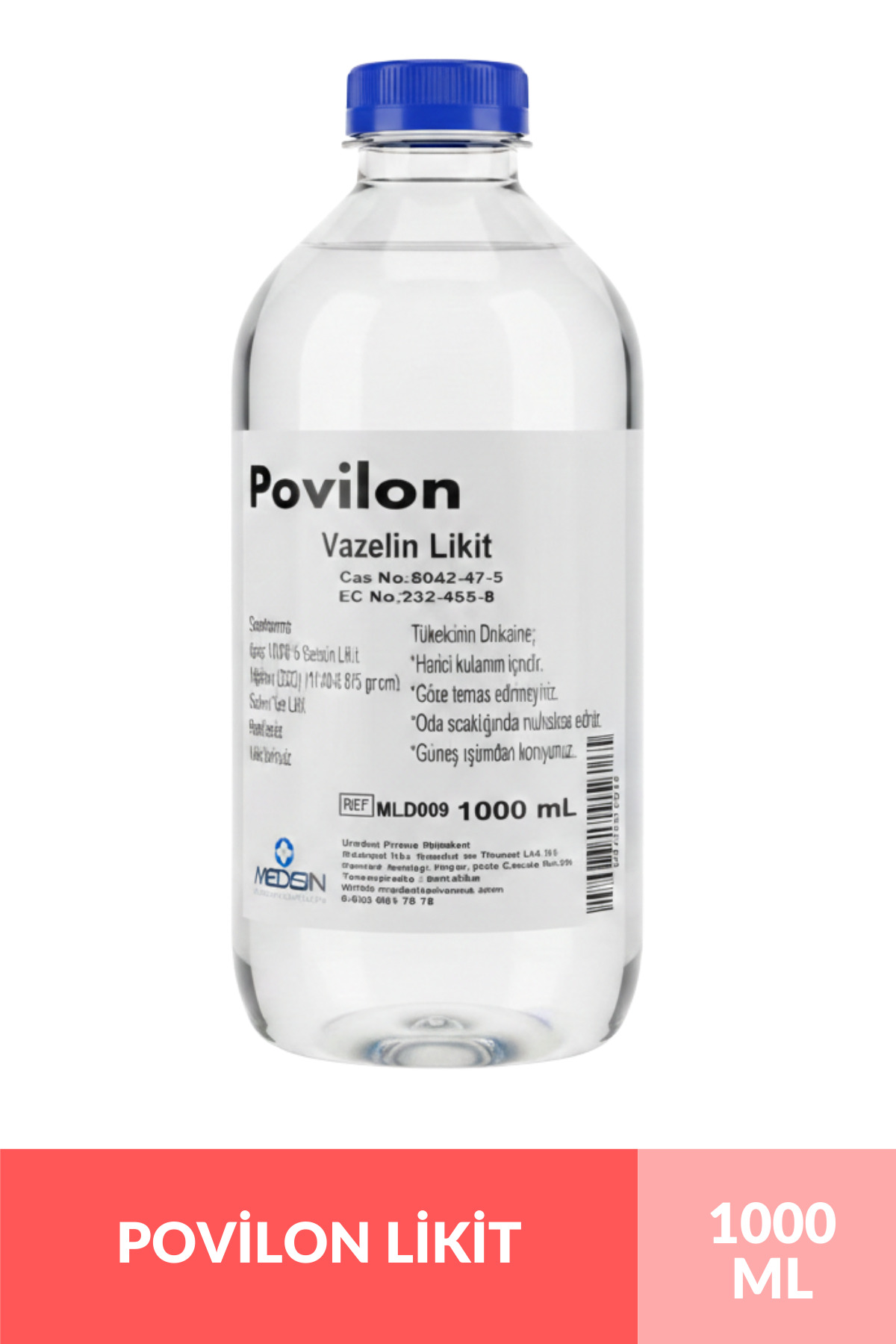 Povilon Sıvı Vazelin 1 Litre (1000 ml) - Likit Vazelin, Krem ve Losyon Yapımı, Masaj ve Cilt Bakımı — MED014