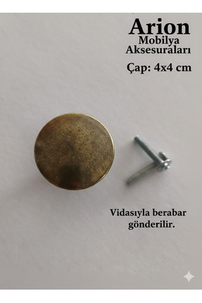 Arion 10 Adet Lüks ESKİTME ANTİK SARI Metal Düğme Çekmece, Dolap, Mutfak, Ves...