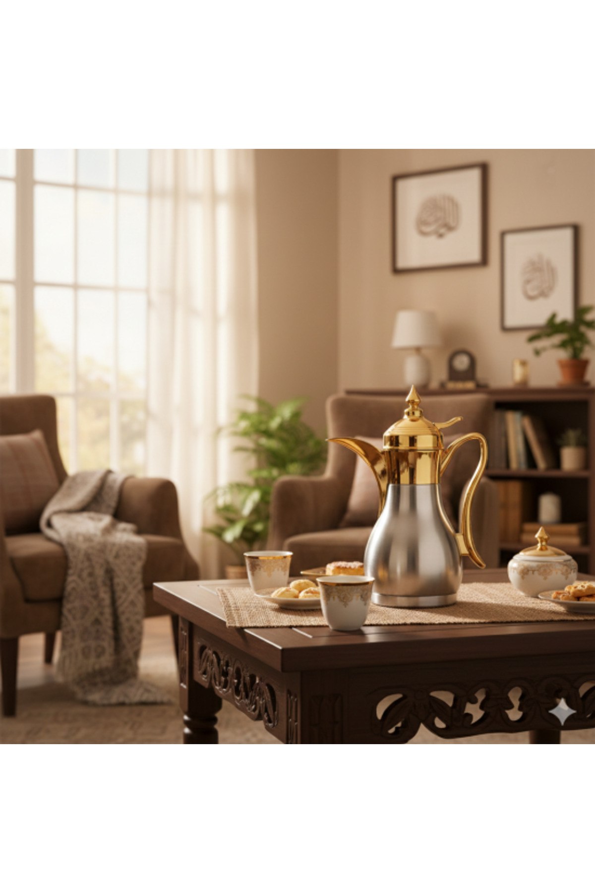 إبريق قهوة فاخر من الفولاذ المقاوم للصدأ بتصميم ذه...