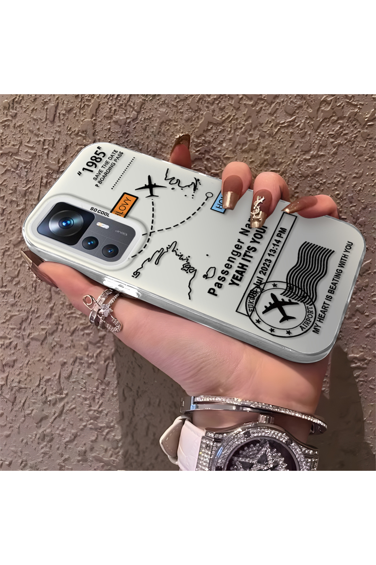 Mi 12T Compatible Silicone Edge Hard Rear Anti Fall Phone Case with Airplane Pattern