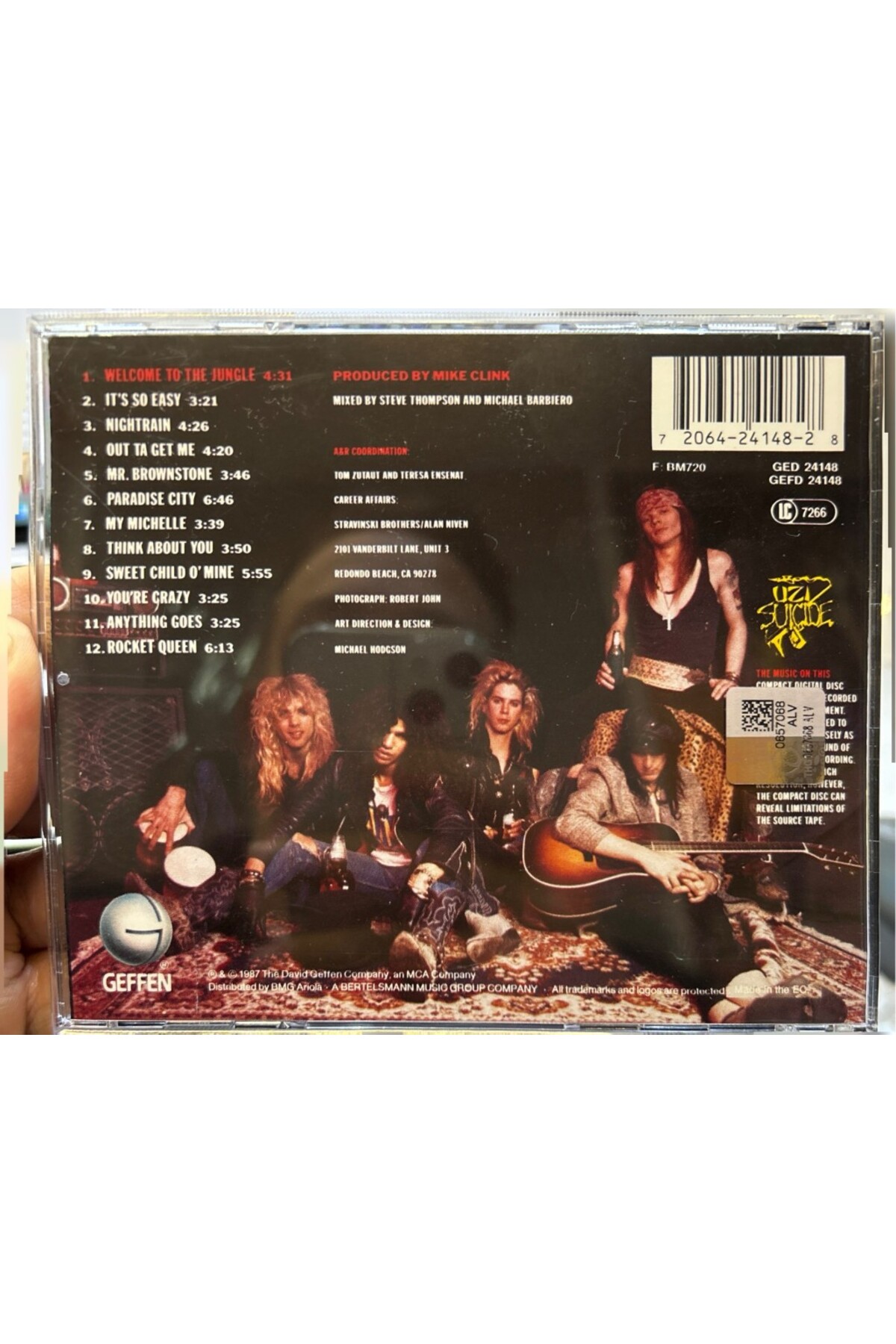 Geffen Records DİKKAT CD !!! Guns N' Roses – Appetite For