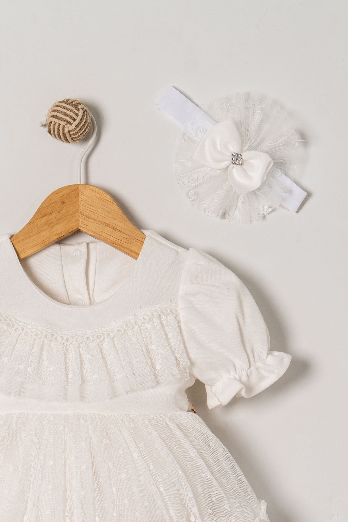 Miniday Baby Kız Bebek Mevlütlük Elbise Yazlık Bandanalı Dantelli Yeni doğan Hastane çıkışı Gelinlik Abiye 4015 fotoğrafı 5 (önizleme)