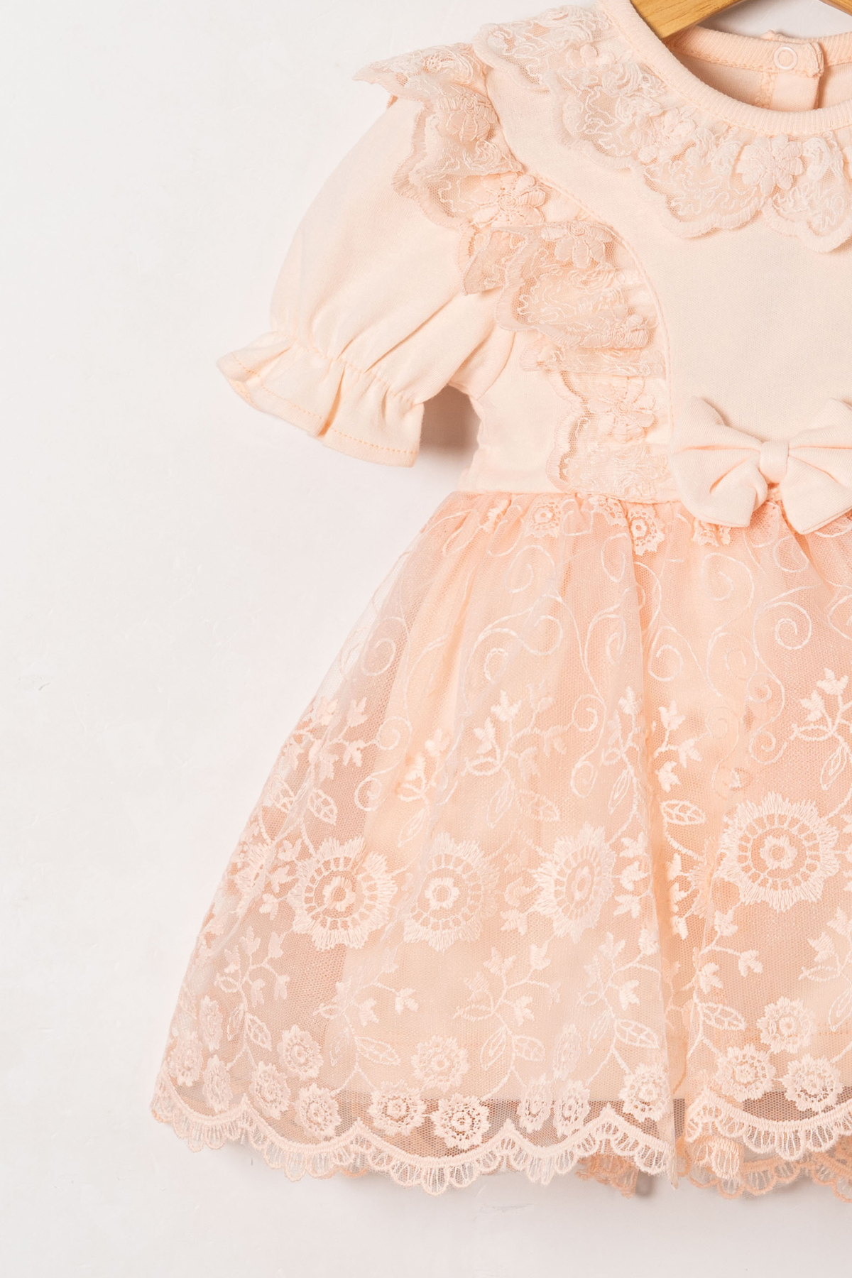 Miniday Baby Kız Bebek Mevlütlük Elbise Yazlık Bandanalı Dantelli Yeni doğan Hastane çıkışı Gelinlik Abiye 4012 fotoğrafı 3 (önizleme)