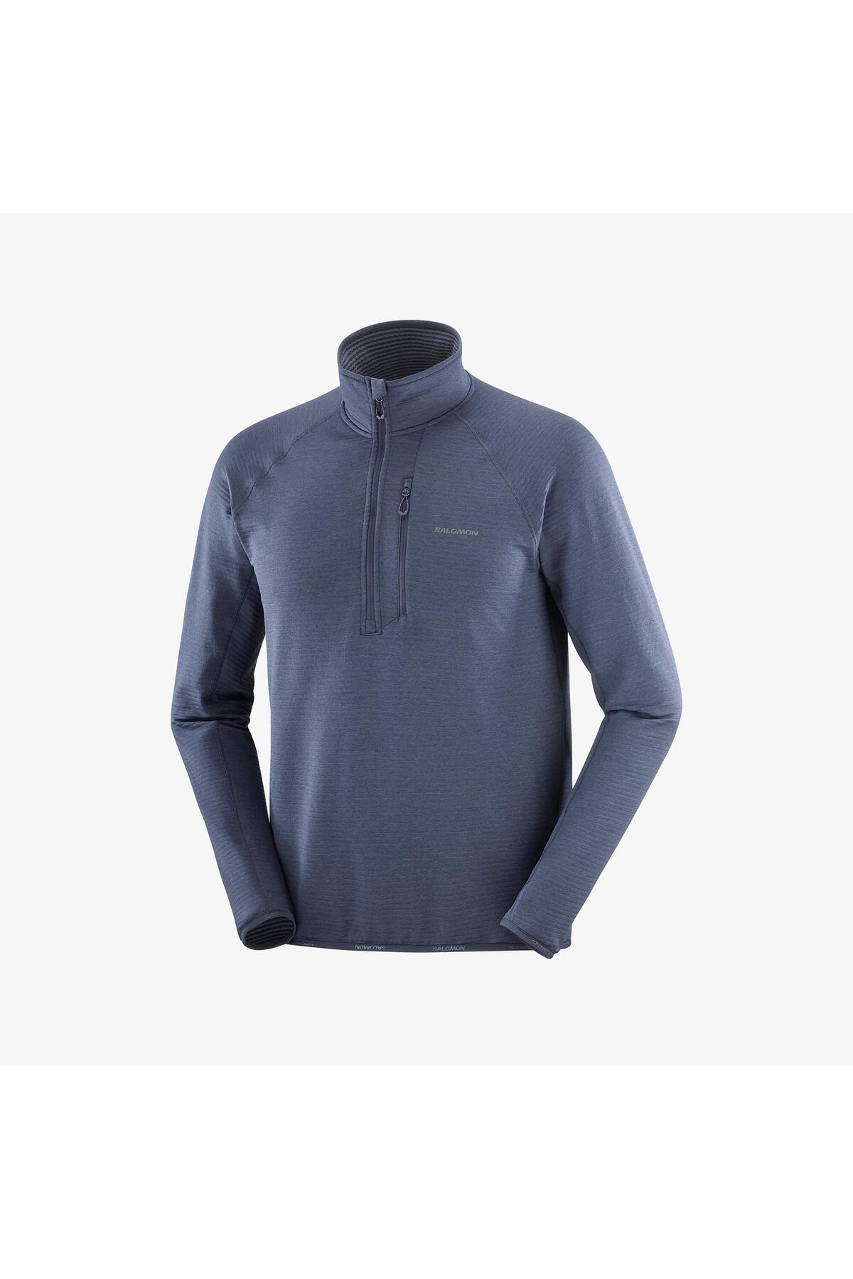 کاپشن مردانه نیمه زیپ دار ESSENTIAL LIGHTWARM مدل Blue Nights LC2645900 سالومون پلار سافت شل اسپرت Salomon