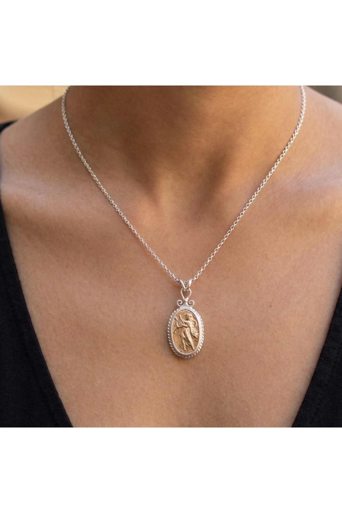 makeitbylove Sultan El Yapımı Roma Lir Sikke Kolye, Uyum ve Sanat Sembolü, 925 Gümüş Antik Takı, Hediye görsel 2