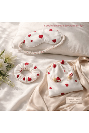 MagicPink Velvet Night Sweet Hearts Mini Night Set – %100 Pamuklu Uyku Göz Ba...