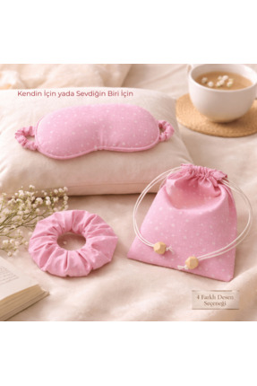 MagicPink Velvet Night Pink Stardust Mini Night Set – %100 Pamuklu Uyku Göz B...