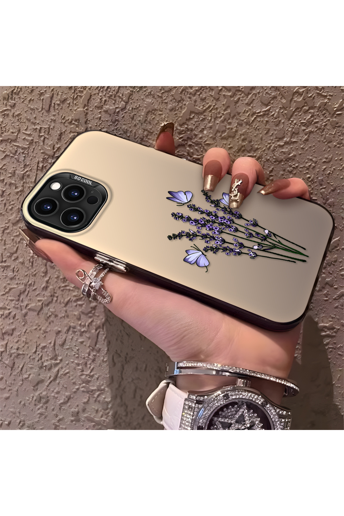 iPhone 15 Pro Max Compatible Silicone Edge Hard Back Anti Fall Phone Case Flower bundle