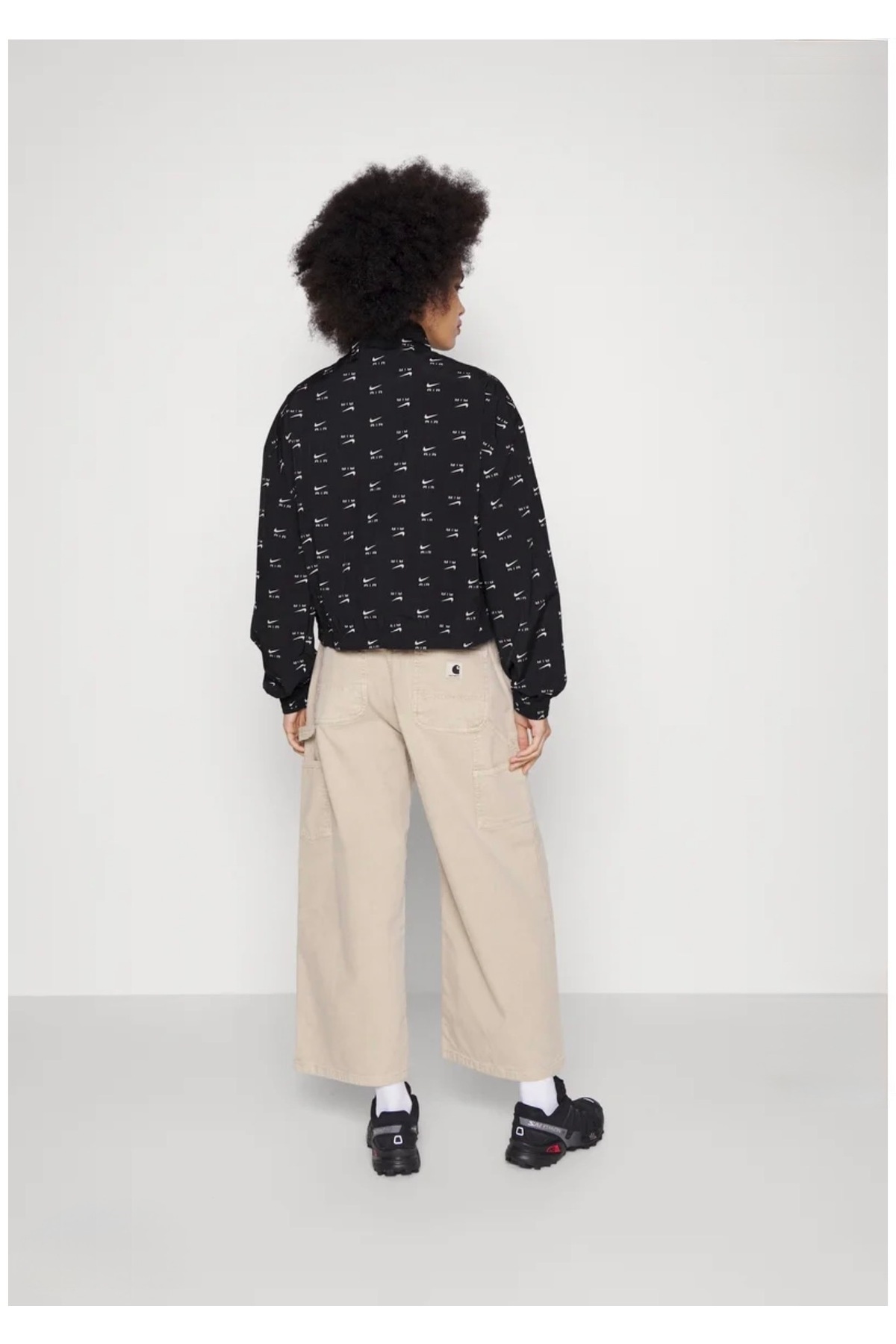 Nike Sportswear Air Allover Printed Mod Crop Woven Quarter-Zip Bol Kalıp Baskılı Siyah Kadın Ceket görsel 6