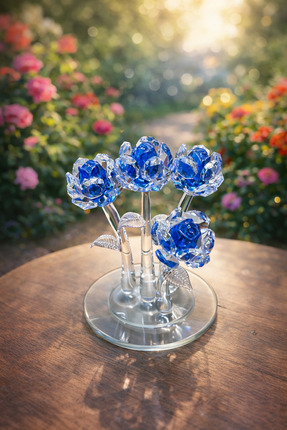 Home 4’Lü Mavi Kristal Gül