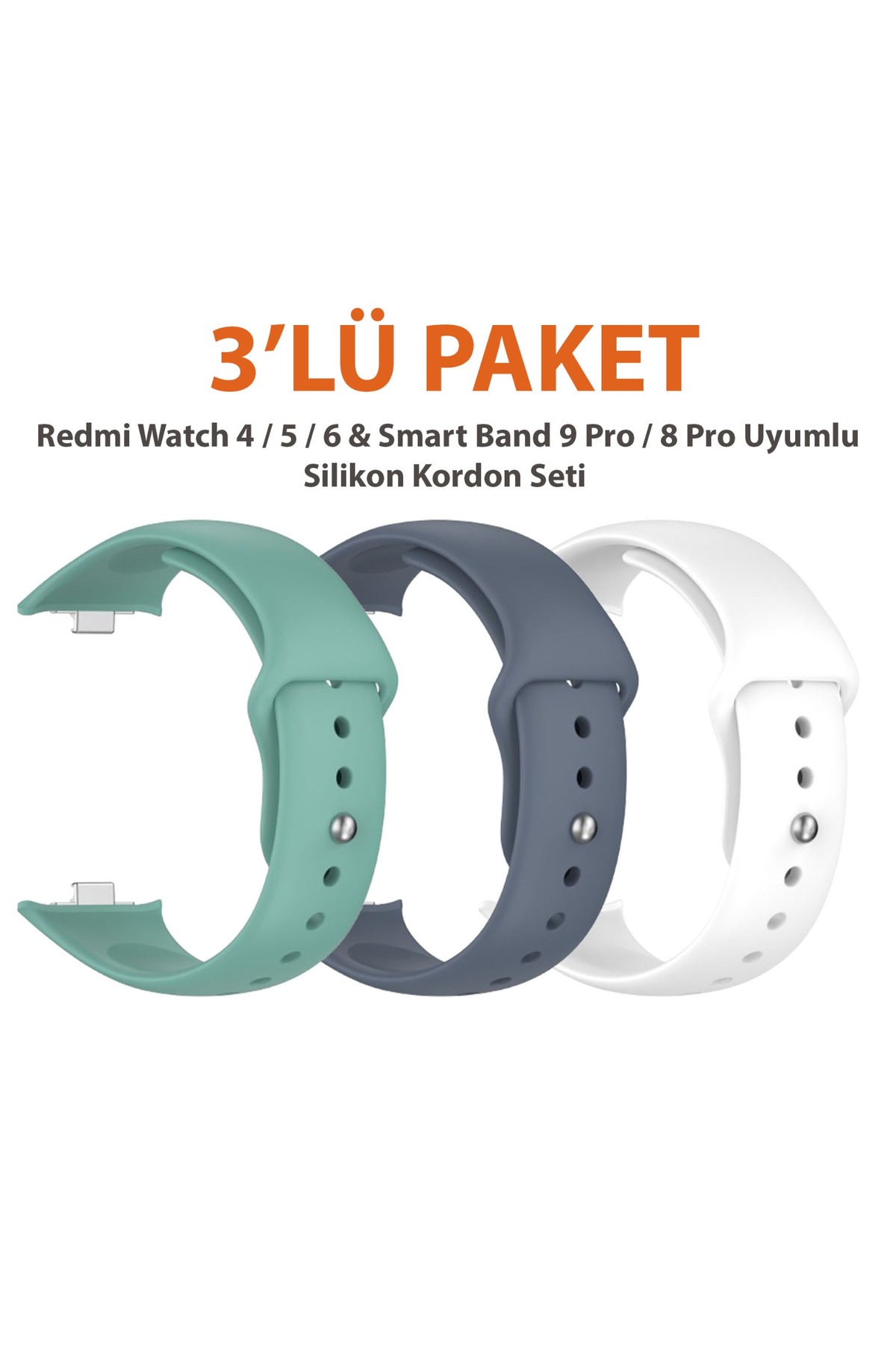 Redmi Watch 4/5/6 & Smart Band 10 Band 9 Pro / 8 Pro Compatible Triple Pack Sports Silicone Lanyard Strap