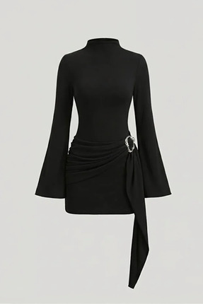 JK Stores Kadın Dik Yaka Toka Detaylı Kuşaklı Toparlayıcı Kalıp Trend Tasarım...