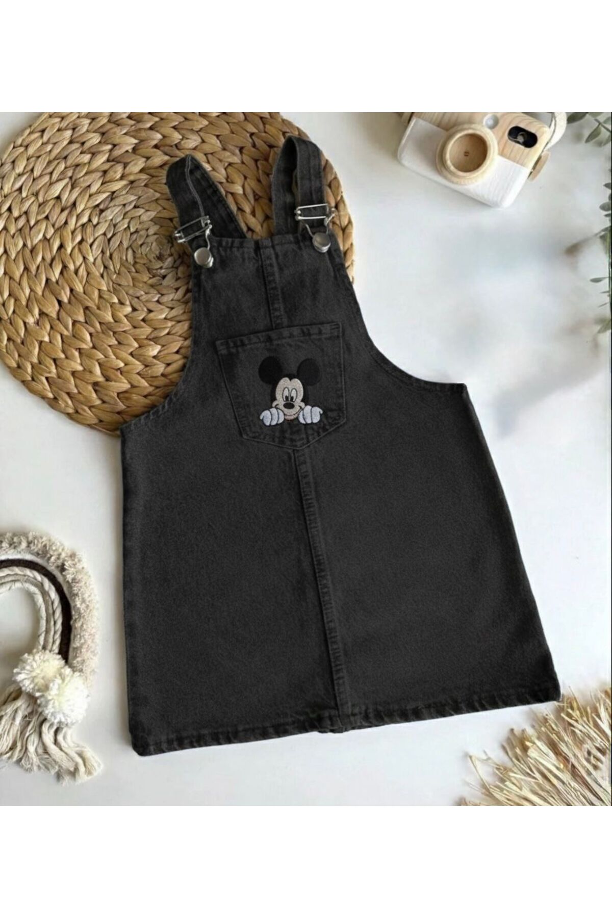 Miniminnakkidswear Kız Çocuk kot jile elbise fotoğrafı 2 (önizleme)