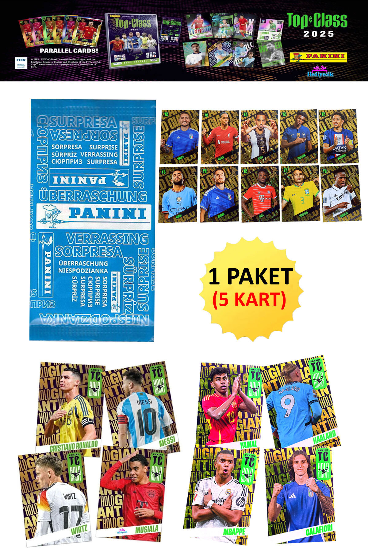 hediyecik Panini Top Class 2025 Holo Giants Koleksiyon Kartları