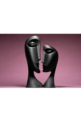 NorthEdge3D Modern Soyut Çift Yüz Heykeli – 3D Baskı Dekoratif Biblo | Ev Ofi...