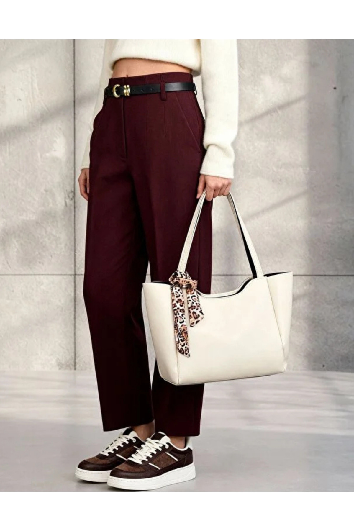 Kadın VModel Shopper Suni Deri Büyük Boy Omuz Çantası & El Çantası - Günlük Şık Sade Kullanım