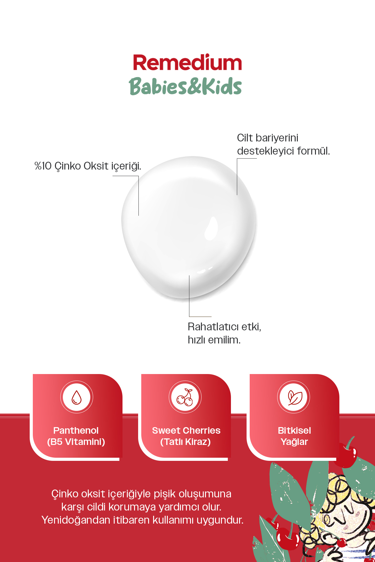 ya da multicosmetics Remedium Babies & Kids Pişik Önleyici Onarıcı Bakım Kremi, %10 Çinko İçerikli, Vegan, 50 ml fotoğrafı 3 (önizleme)