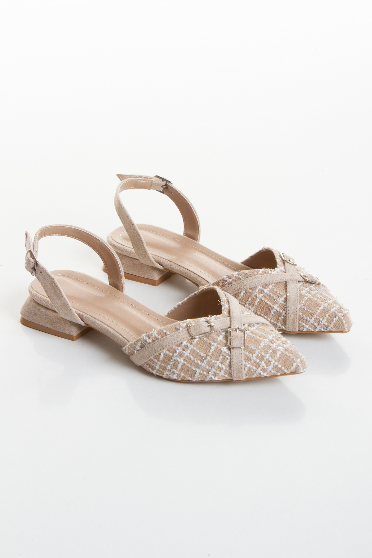 Colorful Linen Open Back 2 CM Heel Shoes Full Mold