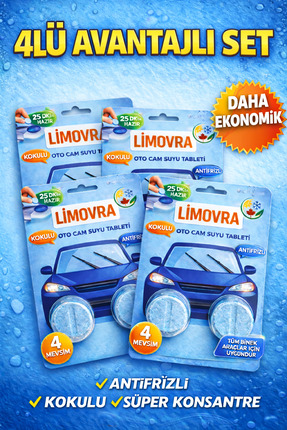 LİMOVRA Oto Cam Temizleyici 4lü Tablet