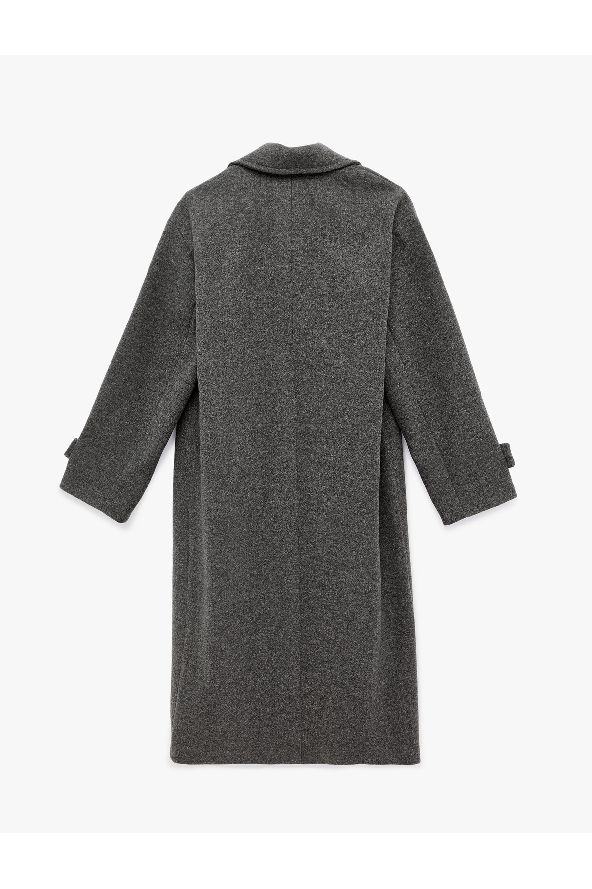 Koton  Uzun Kaşe Kaban Kruvaze Uzun Kollu Düğmeli Cepli - Görsel 4