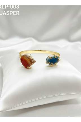 Miranda Aksesuar BKR-KLP-008 AKİK-JASPER ALTIN KAPLAMA BAKIR KELEPÇE