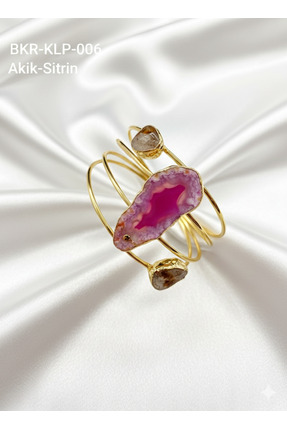 Miranda Aksesuar BKR-KLP-006 AKİK-SİTRİN ALTIN KAPLAMA BAKIR KELEPÇE