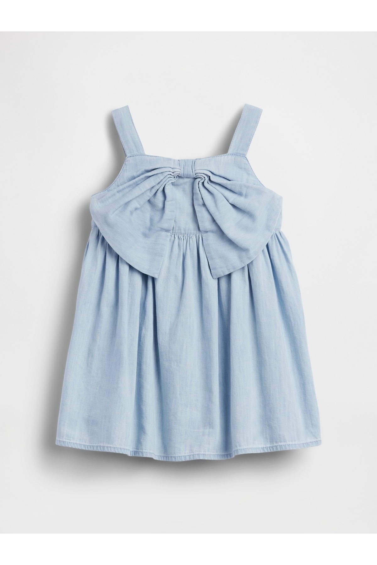 GAP Kız Bebek Mavi Denim Fiyonk Elbise fotoğrafı 3 (önizleme)