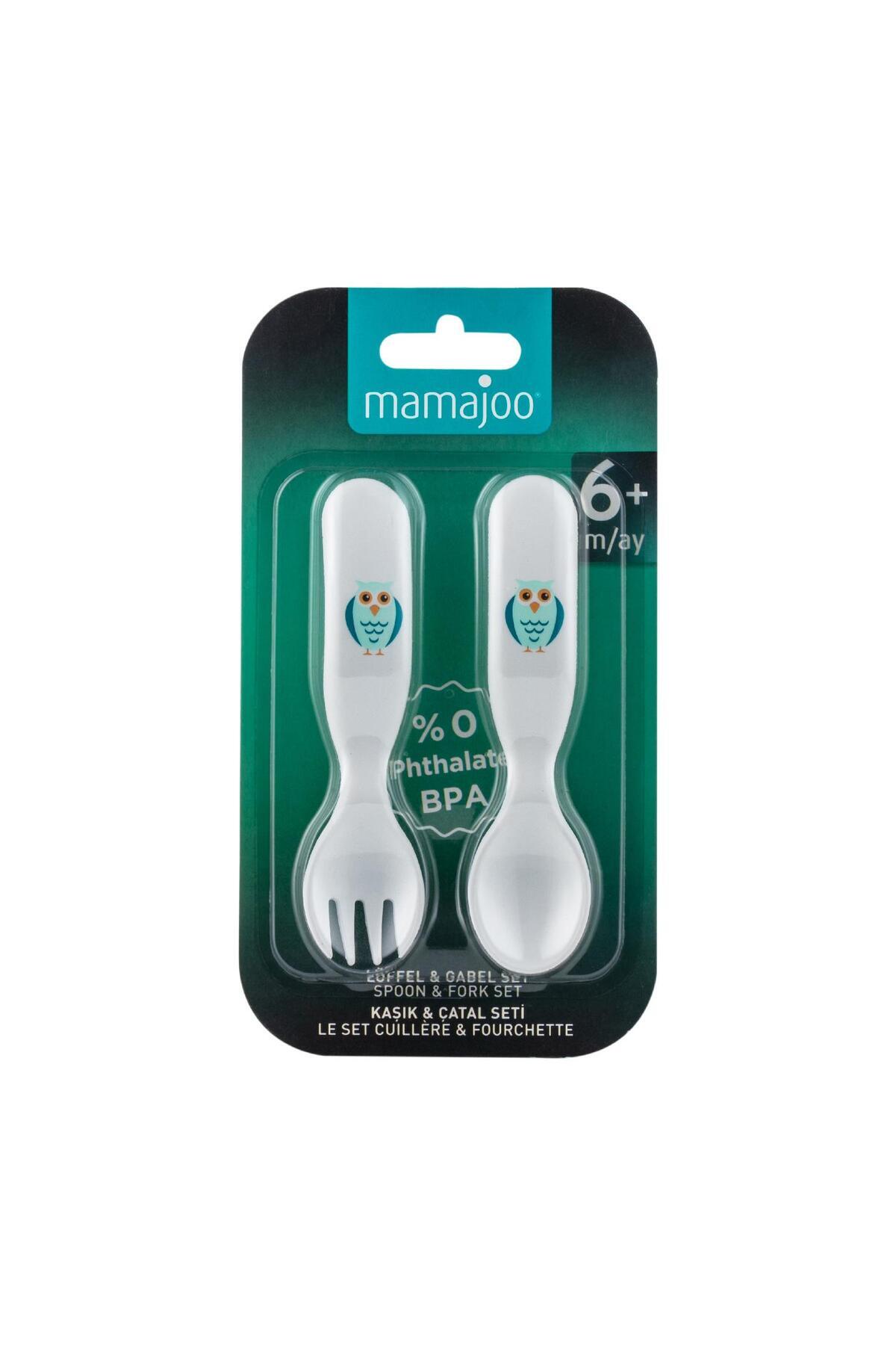 Mamajoo Ergonomik Beslenme Kaşık Çatal Seti Beyaz & Baykuş, 6 Ay+ İkili fotoğrafı 6 (önizleme)