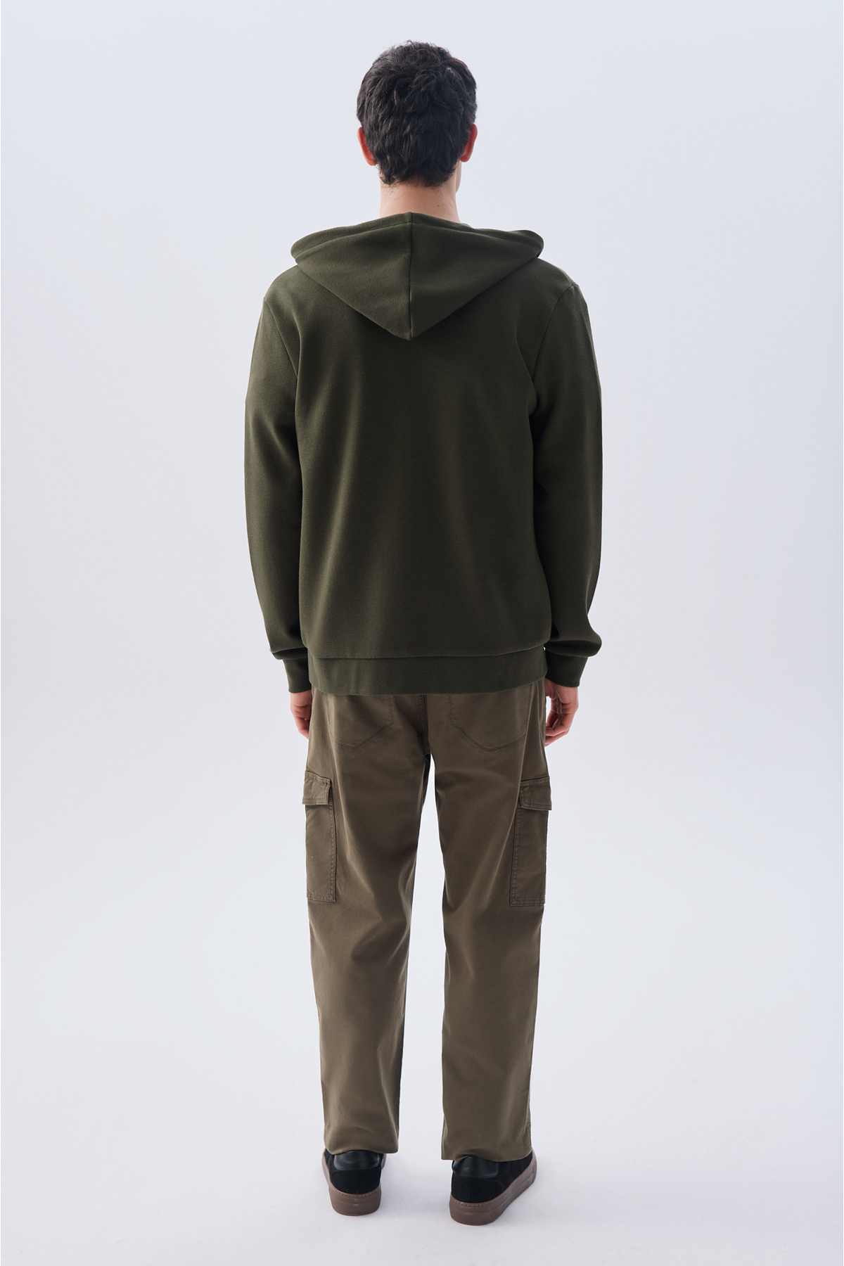 Mudo Erkek Haki Comfort Fit Fermuarlı Kapüşonlu Sweatshirt görsel 2