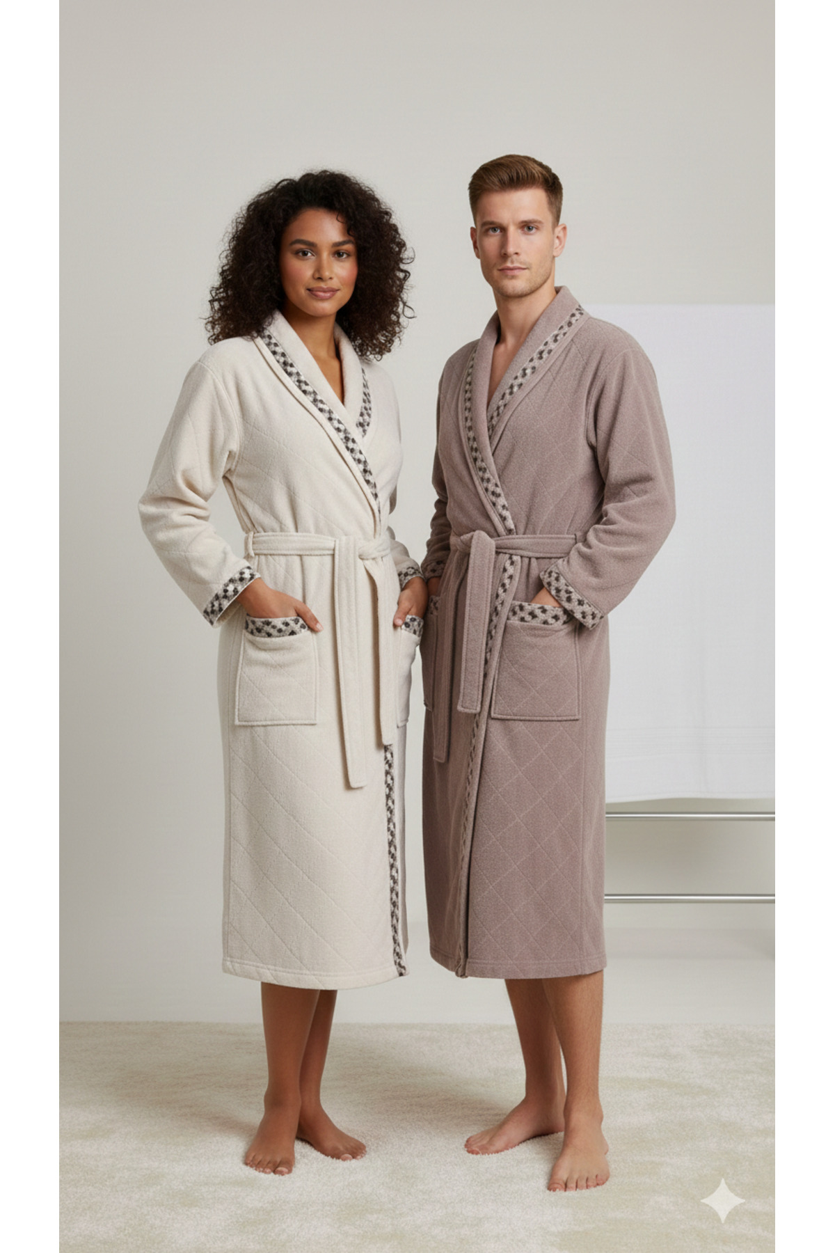 NEV BRAND Gusn Family Bathrobe Set 6 Pieces (Nev is a brand belonging to Özdilek group)