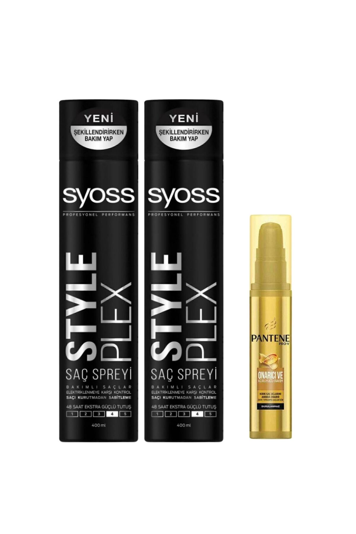 Syoss STYLE PLEX Sprey 400 ML x2 Güçlü Tutuş Saç Spreyi + Pantene Onarıcı ve Koruyucu Bakım Serumu — TYC234B1E0FFFC29A076BFA00