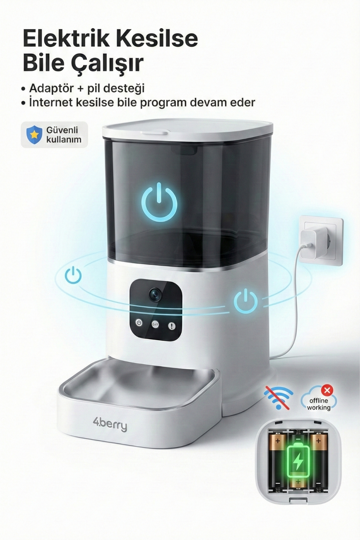 4 Berry Otomatik Mama Kabı WiFi Kontrollü 6L – Akıllı Kedi & Köpek Mama Makinesi fotoğrafı 3 (önizleme)