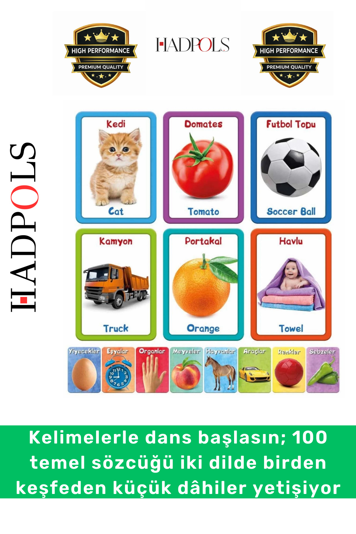 HadPols #EğiticiOyunKartı Zeka Geliştirici Yabancı Dil Eğitici Çocuk İlk 100 Sözcük İngilizce Türkçe Kartlar fotoğrafı 2 (önizleme)