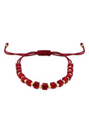 Jelena Petra 14 Ayar Altın Dorika İpli Bileklik – Kristal Kırmızı