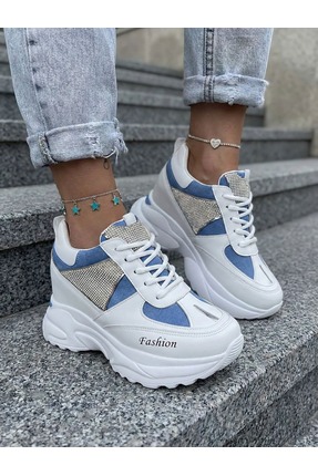 Modanizm Hion Beyaz Mavi Dolgu Spor Ayakkabı