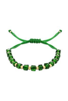Jelena Petra 14 Ayar Altın Dorika İpli Bileklik – Kristal Yeşil